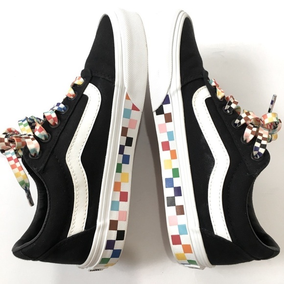 Vans Old Skool I Am Proud LGBTQ Pride Black Rainbow Skate Platform Sneakers - Picture 13 of 15